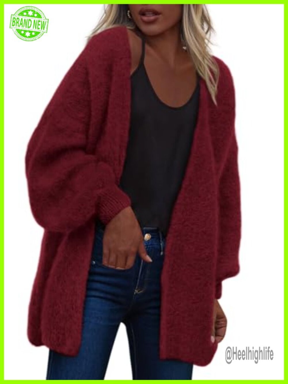 Open Front Slouchy Chunky Knit Cardigan Long Sleeve Oversized Women Sweater